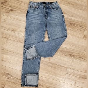 House Of Harlow, High Rise Straight Jeans, Button Fly, Leg Slits, Sz 28, EUC
